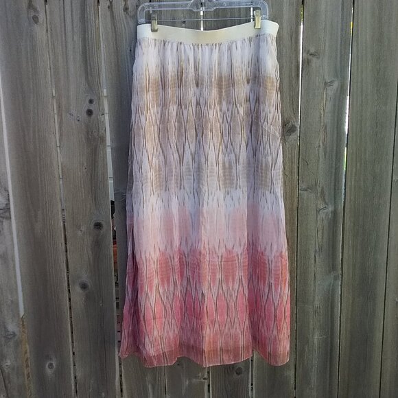 Chico's Women's Skirt Maxi Size 2 Large Peach, Beige Cream Long Elastic Band - Picture 11 of 12